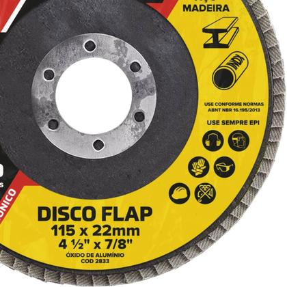 Imagem de Disco Flap Cônico 115Mm Grão 36 Madeira Aço Desbaste 04 Un