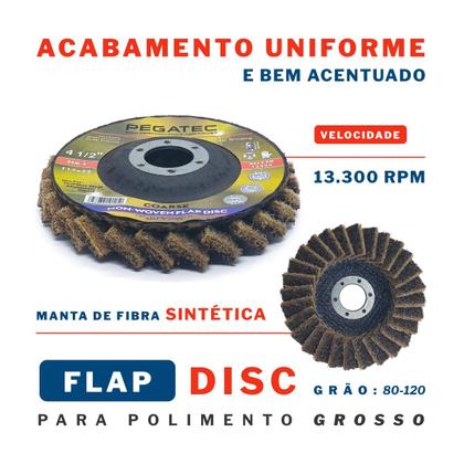 Imagem de Disco Flap Manta Abrasiva Fibra Sintética Polimento Grosso 115mm x 22mm Acabamento Perfil Reto