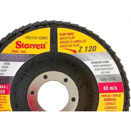 Imagem de Disco Flap Starrett 4.1/2'' X 7/8''- Grao 120