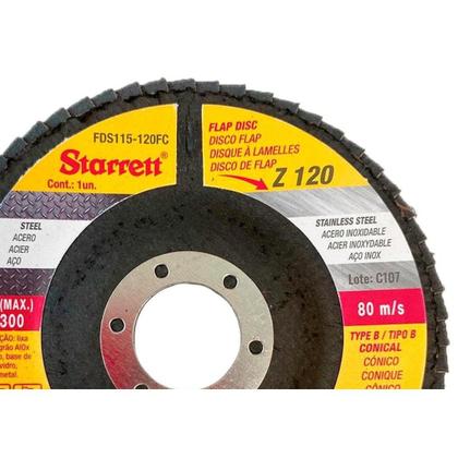 Imagem de Disco Flap Starrett 4.1/2'' X 7/8''- Grao 120