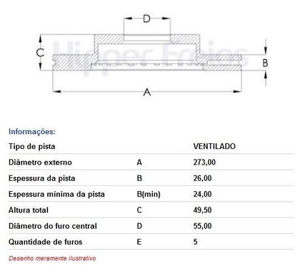 Imagem de Disco freio dianteiro ventilado corolla 1.8 16v 2008 a 2014 corolla 2.0 16v 2010 a 2014