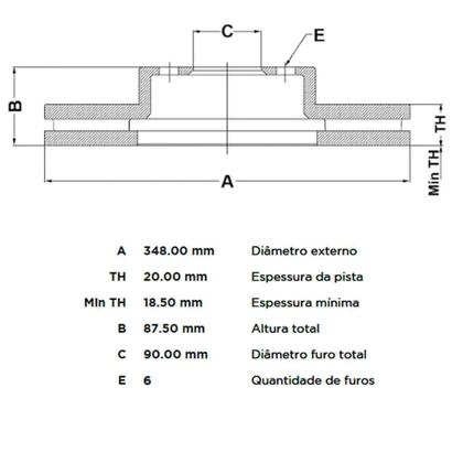 Imagem de Disco Freio Hilux Sw4 2006 a 2015 Dianteiro Ventilado Trw