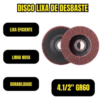 Imagem de Disco Lixa Desbaste Tipo Flap 115mm Para Lixadeira Grao 60
