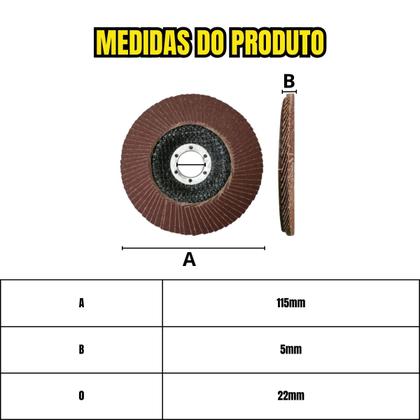 Imagem de Disco Lixa Desbaste Tipo Flap 115mm Para Lixadeira Grao 60