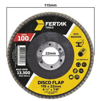 Imagem de Disco Lixa Flap 115Mm Grão 100 Madeira Aço Desbaste