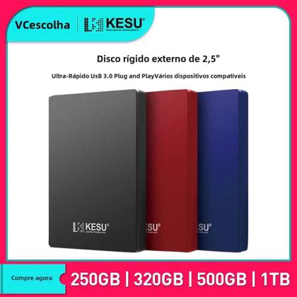 Imagem de Disco Rígido Externo Portátil 2.5" Kesu - USB 3.0 - 250GB, 320GB, 500GB ou 1TB