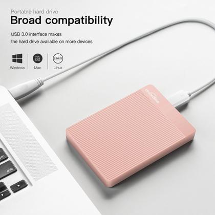 Imagem de Disco rígido externo portátil UnionSine 250GB USB 3.0 rosa