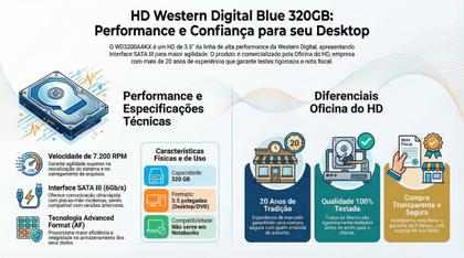 Imagem de Disco Rigido Interno Hd Wd3200aakx Sata 320gb 7200 Rpm P/ Pc Desktop Western Digital