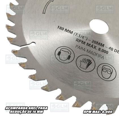 Imagem de Disco Serra Circular C/ Vídea P/ Madeira 180 Mm 40 Dentes