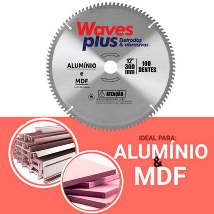 Imagem de Disco Serra Circular Multicortes Mdf Alumínio 12 polegadas 300mm 100 dentes Waves Plus