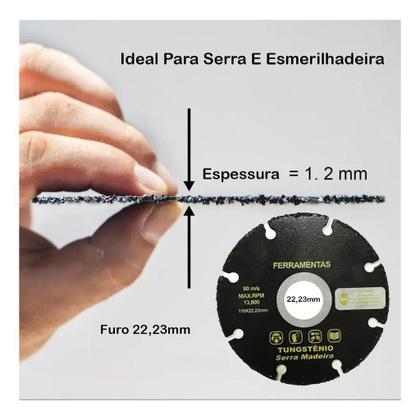 Imagem de Disco Serra Tungstênio Madeira Para Esmerilhadeira 22,23mm