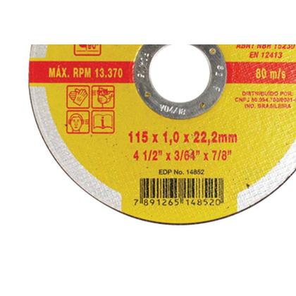 Imagem de Disco Sped/Inox Starret 4.1/2X7/8X1,0 ./ Kit Com 12 Unidades