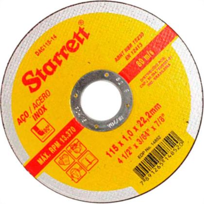 Imagem de Disco Starrett Inox 4.1/2X1,0X7/8'' - Kit C/12 PC
