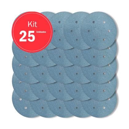 Imagem de Discos de Lixa C/ tiras autocolantes 6" Gr. 040 C/ Furo - 25 Unidades - Deerfos