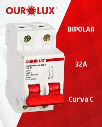 Imagem de Disjuntor 2 Polos 32 Amperes Curva C Ourolux