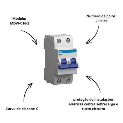 Imagem de Disjuntor 2x 16a mdw-c - weg