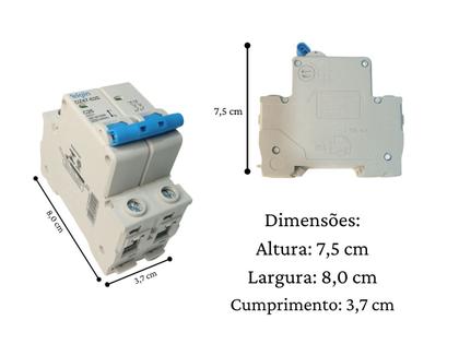 Imagem de Disjuntor Bipolar 2 Polos Duplo Térmico e Magnético Tipo D