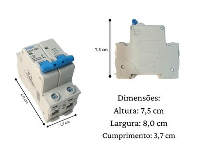 Imagem de Disjuntor Bipolar 2 Polos Duplo Térmico e Magnético Tipo D