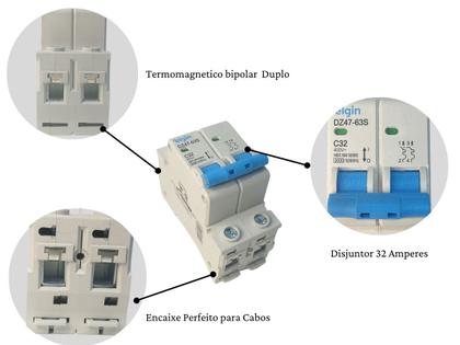 Imagem de Disjuntor Bipolar 2 Polos Duplo Térmico e Magnético Tipo D