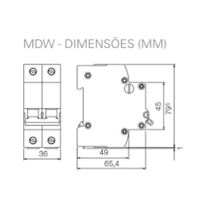 Imagem de Disjuntor Bipolar WEG Curva C DIN MDW 10A Até 63A