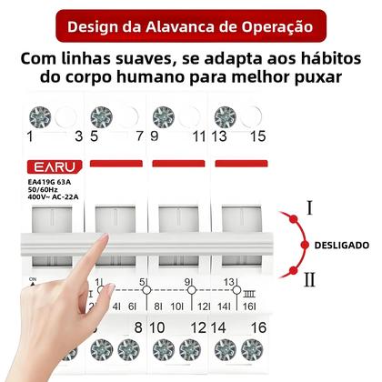 Imagem de Disjuntor De Transferência Manual De Dupla Alimentação 40A 63A MTS Interruptor De Trilho Din 1P 2P