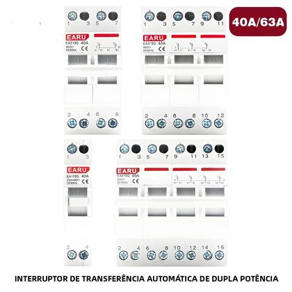 Imagem de Disjuntor De Transferência Manual De Dupla Alimentação 40A 63A MTS Interruptor De Trilho Din 1P 2P