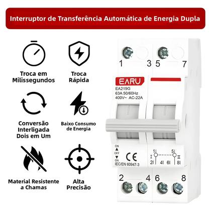 Imagem de Disjuntor De Transferência Manual De Dupla Alimentação 40A 63A MTS Interruptor De Trilho Din 1P 2P