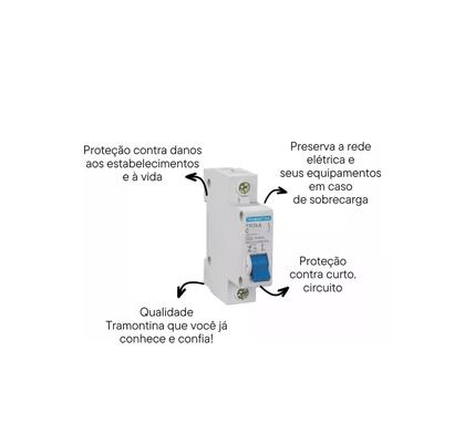 Imagem de Disjuntor Din Unipolar Monopolar Curva C 70A Tramontina