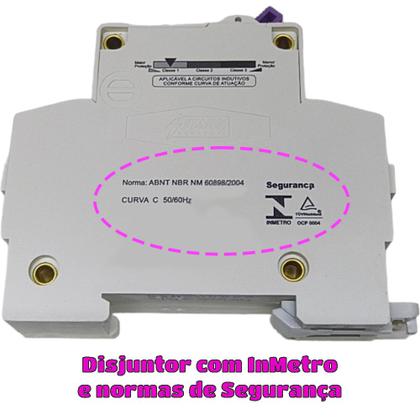 Imagem de Disjuntor Mono Unipolar Mini Din Curva C para 1 Fase de 25a