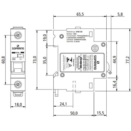Imagem de Disjuntor Monofásico Din 32a Soprano Curva C