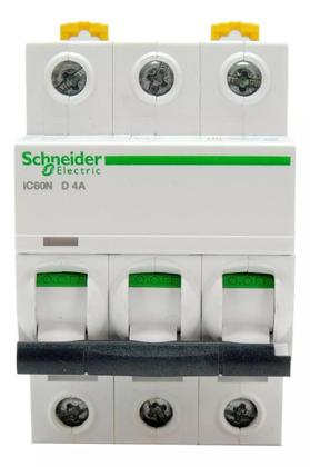 Imagem de Disjuntor Tripolar Acti9 Curva D 4A 440V Schneider A9F75304