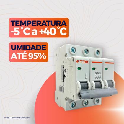 Imagem de Disjuntor Tripolar Din MCB 3KA 3 Polos 10A até 63A Curva C Termomagnético Etek