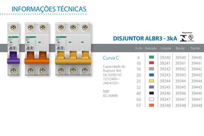 Imagem de Disjuntor Unipolar 1P 16A Curva C ALBR3 Alumbra