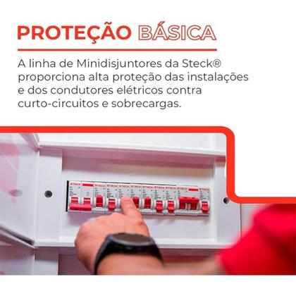 Imagem de Disjuntor Unipolar 32A Curva C Padrão DIN  Steck  Alta Proteção