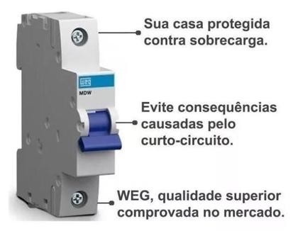 Imagem de Disjuntor Weg Monofásico 1P 32A Curva C 3Ka MDW-C32
