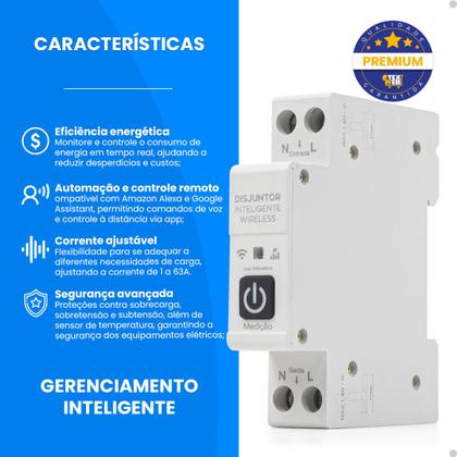 Imagem de Disjuntor Wifi 63A Monitor Energia Temperatura Alexa Google