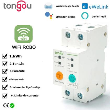 Imagem de Disjuntor WiFi Inteligente 1P/2P 63A - Controle Remoto via APP Ewelink