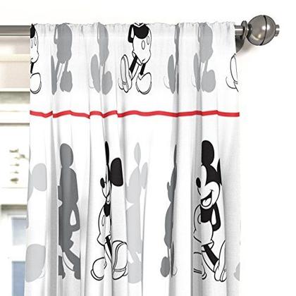 Imagem de Disney Mickey Mouse Jersey White 4 Piece 84" Curtain/Drapes Set (2 Painéis, 2 Tiebacks)