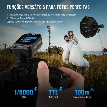 Imagem de Disparador Flash Neewer QZ-C TTL Touch para Câmeras Cano