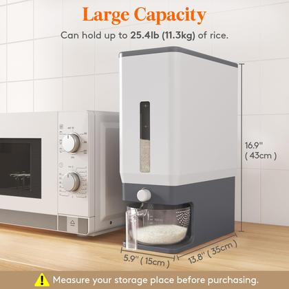 Imagem de Dispensador de arroz Lifewit com capacidade de 25,4 libras (11,5 kg) sem BPA