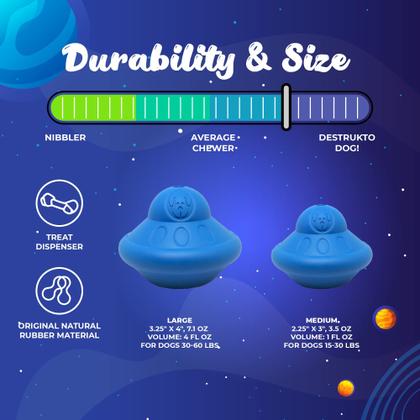 Imagem de Dispensador de guloseimas para cães e brinquedos para mastigar SodaPup Spotnik Flying Saucer