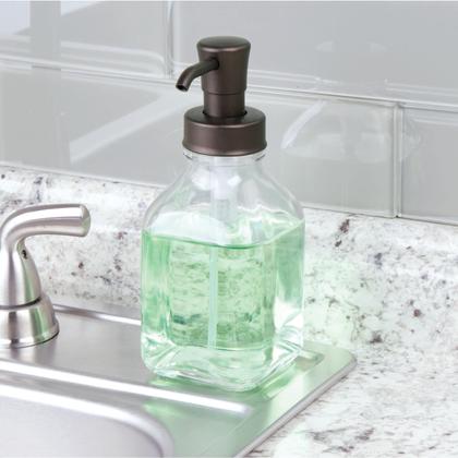 Imagem de Dispensador de sabonete líquido mDesign Square Glass 400mL, pacote com 2