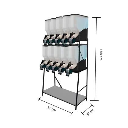 Imagem de Dispenser 10 Módulos 35 Litros Armazenamento Ração Grãos Cereais 2 Geração Preto Plast Penser