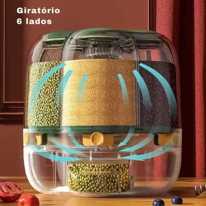 Imagem de Dispenser Alimentos Giratório C/6 Divisões P Grãos Cereais