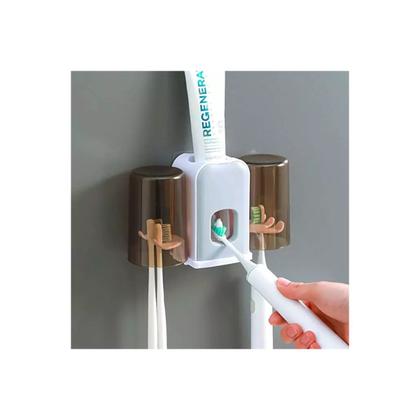 Imagem de Dispenser Aplicador de Pasta Dente com Suporte e Copo para Escova de dente