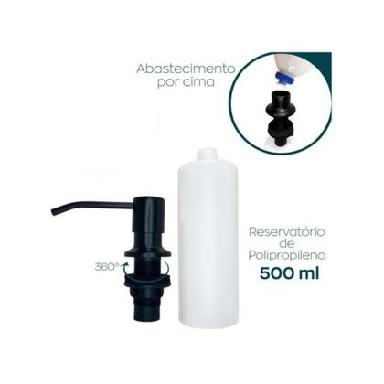 Imagem de Dispenser de detergente preto bancada 500ml inox fosco black