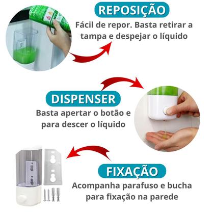 Imagem de Dispenser De Parede Álcool Gel Detergente Sabonete Líquido 500ml