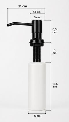 Imagem de Dispenser Detergente Embutido Pia Banheiro 500ml Preto Fosco Inox 304