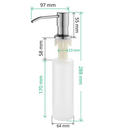 Imagem de Dispenser Detergente Porta Sabonete Liquido Embutir 500ml Inox 304 Escovado