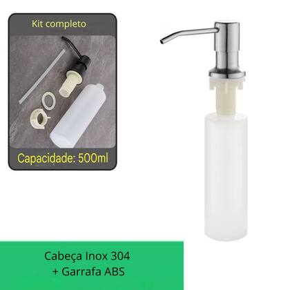 Imagem de Dispenser Detergente Porta Sabonete Liquido Embutir 500ml Inox 304 Escovado
